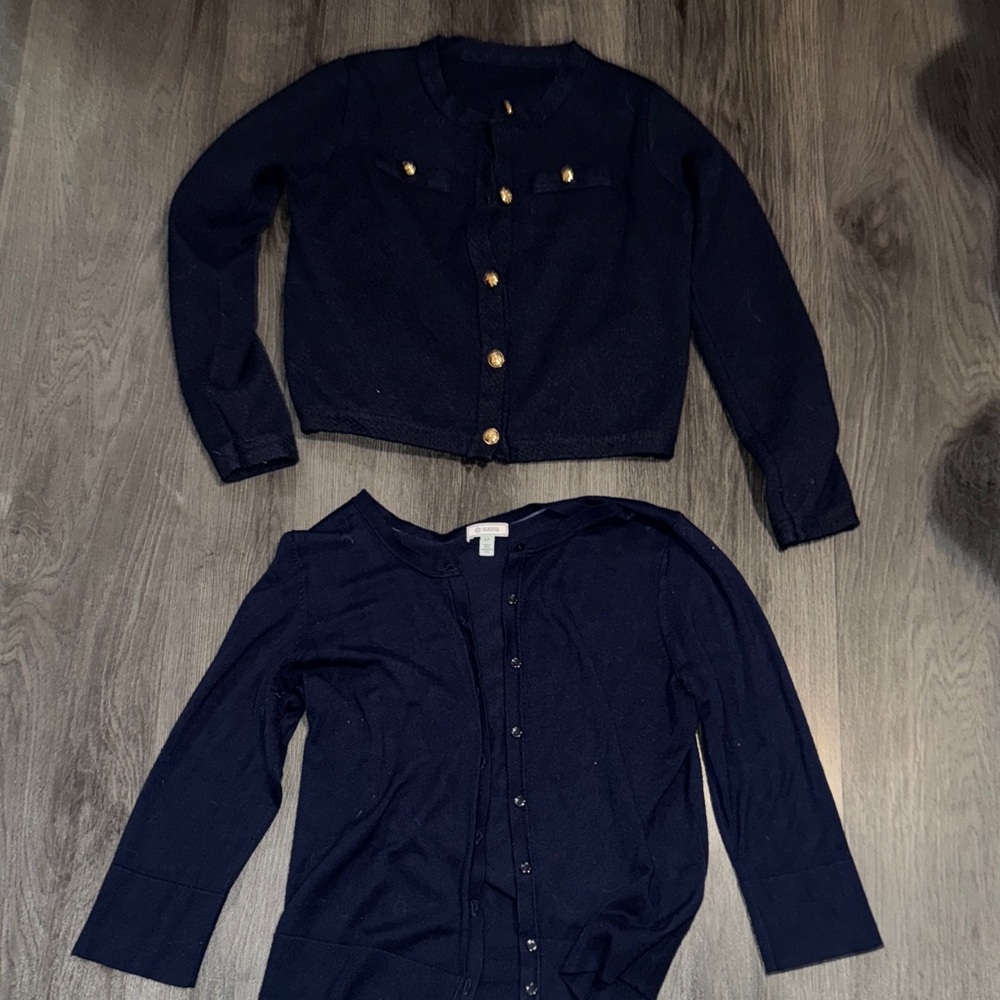 2 two 2️⃣ | Navy Cardigans with Gold Button L Susina & SHEIN (bottom pic) medium